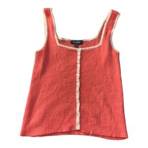 Modcloth womens medium peach tank top terry soft cute barbie crop retro